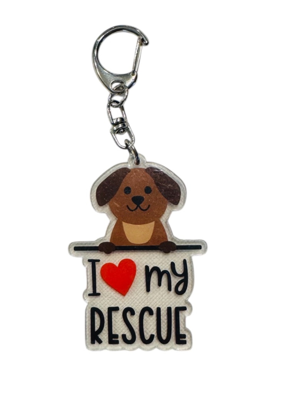 NWOT Acrylic I Love My Rescue Dog Lightweight key chain